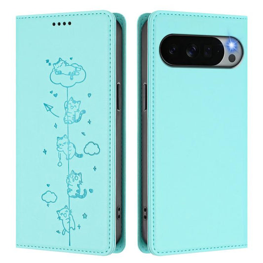 Cute Cats Embossed Magnetic RFID Vegan Leather Phone Case, For Google Pixel 11 Pro XL, For Google Pixel 11 Pro / Pixel 11, For Google Pixel 10a, For Google Pixel 10 Pro XL / Pixel 9 Pro XL, For Google Pixel 10 / 10 Pro / Pixel 9 / 9 Pro                ...