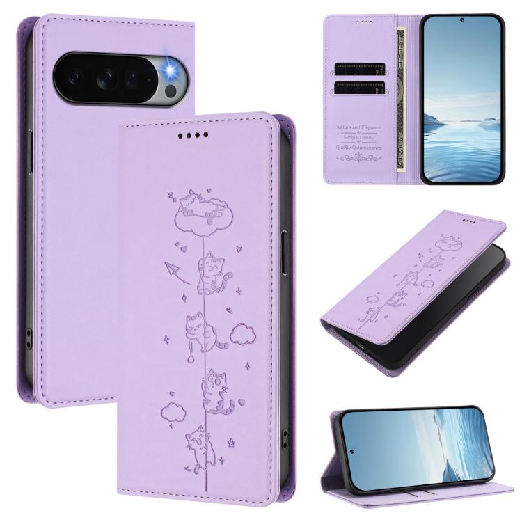 Cute Cats Embossed Magnetic RFID Vegan Leather Phone Case, For Google Pixel 11 Pro XL, For Google Pixel 11 Pro / Pixel 11, For Google Pixel 10a, For Google Pixel 10 Pro XL / Pixel 9 Pro XL, For Google Pixel 10 / 10 Pro / Pixel 9 / 9 Pro                ...