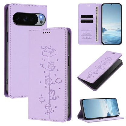 Cute Cats Embossed Magnetic RFID Vegan Leather Phone Case, For Google Pixel 11 Pro XL, For Google Pixel 11 Pro / Pixel 11, For Google Pixel 10a, For Google Pixel 10 Pro XL / Pixel 9 Pro XL, For Google Pixel 10 / 10 Pro / Pixel 9 / 9 Pro                ...