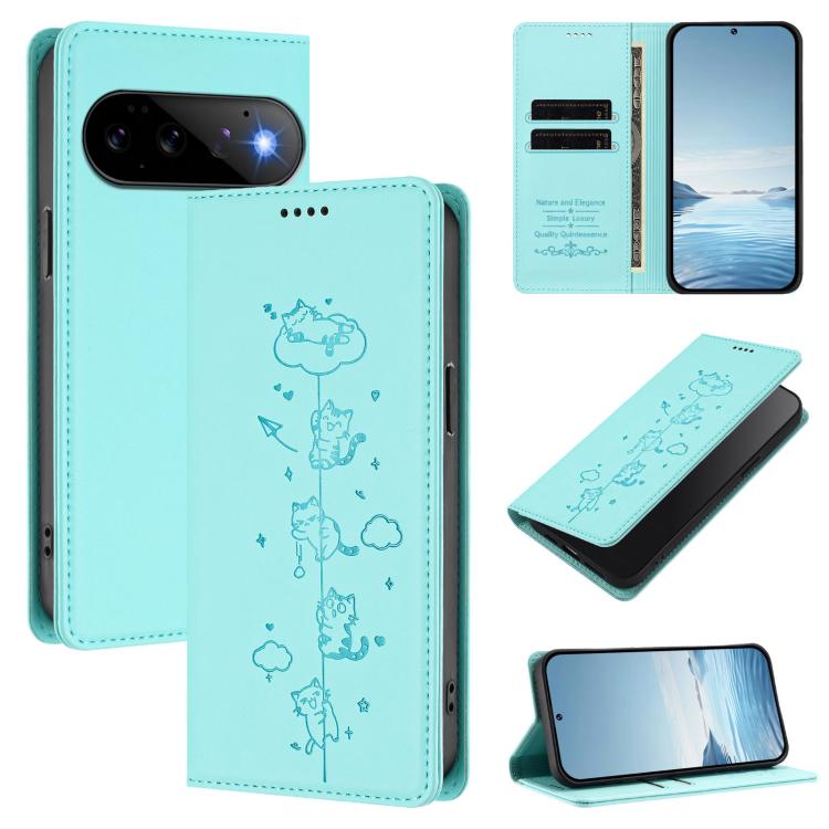 Cute Cats Embossed Magnetic RFID Vegan Leather Phone Case, For Google Pixel 11 Pro XL, For Google Pixel 11 Pro / Pixel 11, For Google Pixel 10a, For Google Pixel 10 Pro XL / Pixel 9 Pro XL, For Google Pixel 10 / 10 Pro / Pixel 9 / 9 Pro                ...