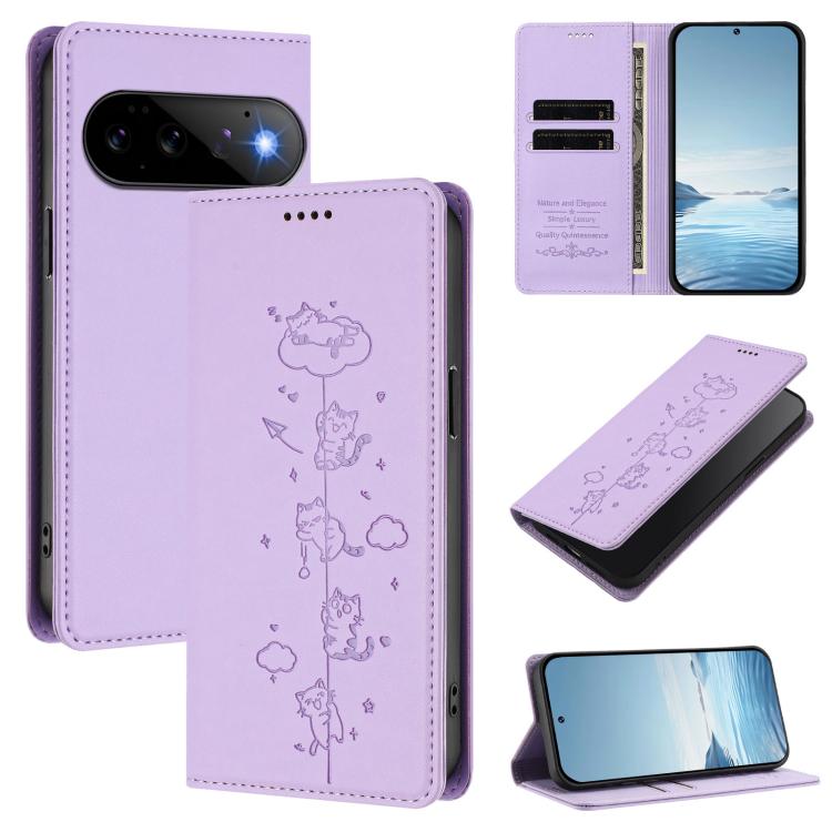 Cute Cats Embossed Magnetic RFID Vegan Leather Phone Case, For Google Pixel 11 Pro XL, For Google Pixel 11 Pro / Pixel 11, For Google Pixel 10a, For Google Pixel 10 Pro XL / Pixel 9 Pro XL, For Google Pixel 10 / 10 Pro / Pixel 9 / 9 Pro                ...