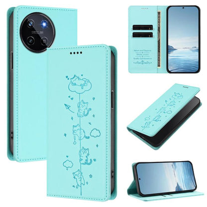 Cute Cats Embossed Magnetic RFID Vegan Leather Phone Case, For Realme 12 Pro 5G / 12 Pro+ 5G Global, For Realme C53 / C51 4G Global, For Realme 11 5G Global / C67 5G India, For Realme 11 4G Global, For Realme GT5 240W / GT5, For Realme Narzo 60 Pro Glo...