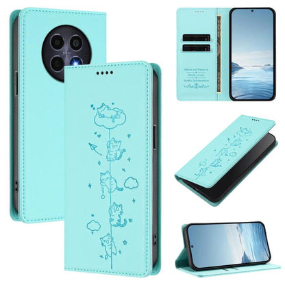 Cute Cats Embossed Magnetic RFID Vegan Leather Phone Case, For Realme 14 Pro+ 5G Global, For Realme GT7 Pro Racing / GT 7 Pro, For Realme C63 5G Global, For Realme 12 5G / 12x 5G Global, For Realme 13+ 5G Global, For Realme 13 4G / 12 4G Global        ...