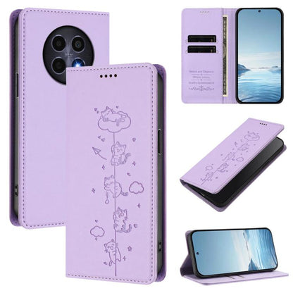 Cute Cats Embossed Magnetic RFID Vegan Leather Phone Case, For Realme 14 Pro+ 5G Global, For Realme GT7 Pro Racing / GT 7 Pro, For Realme C63 5G Global, For Realme 12 5G / 12x 5G Global, For Realme 13+ 5G Global, For Realme 13 4G / 12 4G Global        ...