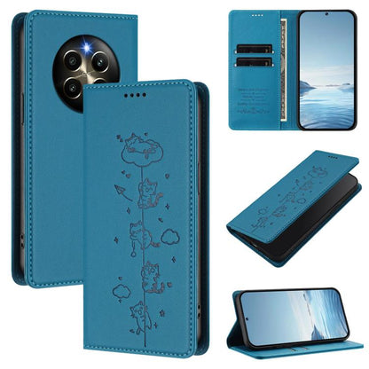 Cute Cats Embossed Magnetic RFID Vegan Leather Phone Case, For Realme 12 Pro 5G / 12 Pro+ 5G Global, For Realme C53 / C51 4G Global, For Realme 11 5G Global / C67 5G India, For Realme 11 4G Global, For Realme GT5 240W / GT5, For Realme Narzo 60 Pro Glo...