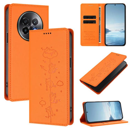 Cute Cats Embossed Magnetic RFID Vegan Leather Phone Case, For Realme 14 Pro+ 5G Global, For Realme GT7 Pro Racing / GT 7 Pro, For Realme C63 5G Global, For Realme 12 5G / 12x 5G Global, For Realme 13+ 5G Global, For Realme 13 4G / 12 4G Global        ...