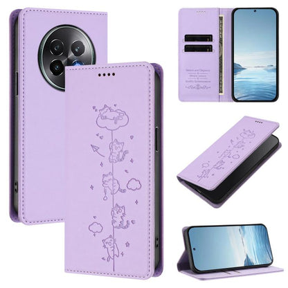 Cute Cats Embossed Magnetic RFID Vegan Leather Phone Case, For Realme 14 Pro+ 5G Global, For Realme GT7 Pro Racing / GT 7 Pro, For Realme C63 5G Global, For Realme 12 5G / 12x 5G Global, For Realme 13+ 5G Global, For Realme 13 4G / 12 4G Global        ...