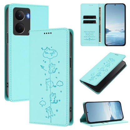 Cute Cats Embossed Magnetic RFID Vegan Leather Phone Case, For Realme C71 4G, For Realme GT 7 Global, For Realme 14x / C75 5G / V70, For Realme Narzo 80 Pro / 14 Pro 5G India, For Realme C75 4G Global / 14x 5G India, For Realme Narzo 80X               ...