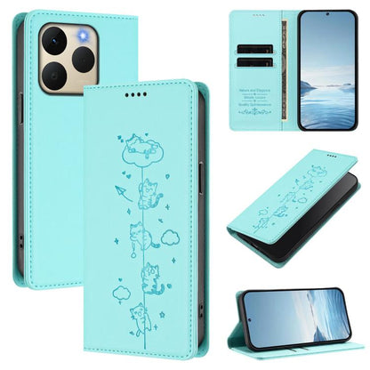 Cute Cats Embossed Magnetic RFID Vegan Leather Phone Case, For Realme P4x 5G, For Realme C71 4G India / Note 70 4G, For Realme C85 / 15x, For Realme C85 Pro, For Realme P4 Pro 5G, For Realme P4, For Realme 15T 5G Global, For Realme C63 / C61 4G Global ...
