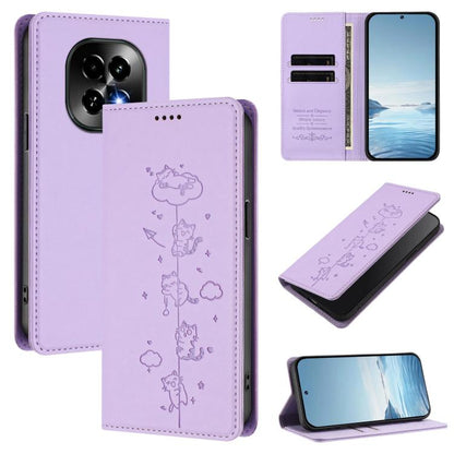 Cute Cats Embossed Magnetic RFID Vegan Leather Phone Case, For Realme 14 Pro+ 5G Global, For Realme GT7 Pro Racing / GT 7 Pro, For Realme C63 5G Global, For Realme 12 5G / 12x 5G Global, For Realme 13+ 5G Global, For Realme 13 4G / 12 4G Global        ...