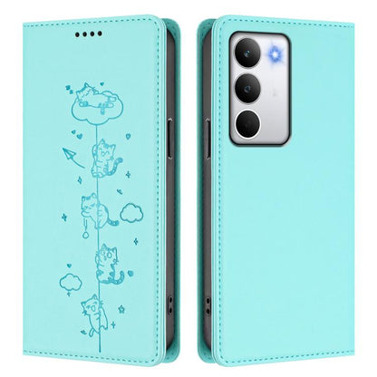 Cute Cats Embossed Magnetic RFID Vegan Leather Phone Case, For Realme C71 4G, For Realme GT 7 Global, For Realme 14x / C75 5G / V70, For Realme Narzo 80 Pro / 14 Pro 5G India, For Realme C75 4G Global / 14x 5G India, For Realme Narzo 80X               ...
