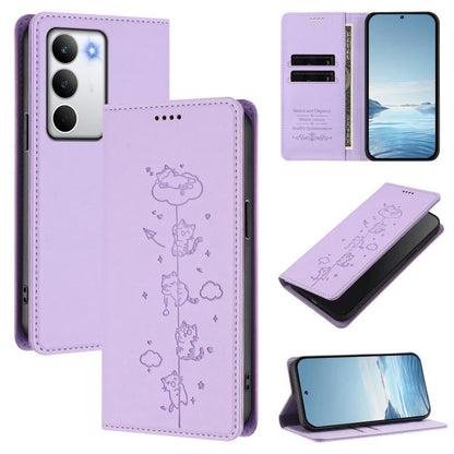 Cute Cats Embossed Magnetic RFID Vegan Leather Phone Case, For Realme C71 4G, For Realme GT 7 Global, For Realme 14x / C75 5G / V70, For Realme Narzo 80 Pro / 14 Pro 5G India, For Realme C75 4G Global / 14x 5G India, For Realme Narzo 80X               ...