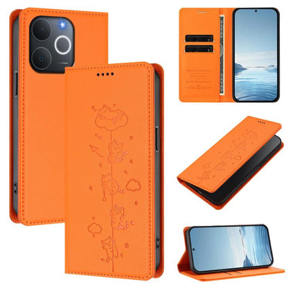 Cute Cats Embossed Magnetic RFID Vegan Leather Phone Case, For Realme P4x 5G, For Realme C71 4G India / Note 70 4G, For Realme C85 / 15x, For Realme C85 Pro, For Realme P4 Pro 5G, For Realme P4, For Realme 15T 5G Global, For Realme C63 / C61 4G Global ...