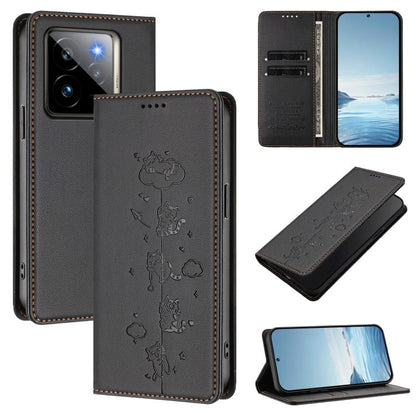Cute Cats Embossed Magnetic RFID Vegan Leather Phone Case, For Realme 14 Pro+ 5G Global, For Realme GT7 Pro Racing / GT 7 Pro, For Realme C63 5G Global, For Realme 12 5G / 12x 5G Global, For Realme 13+ 5G Global, For Realme 13 4G / 12 4G Global        ...