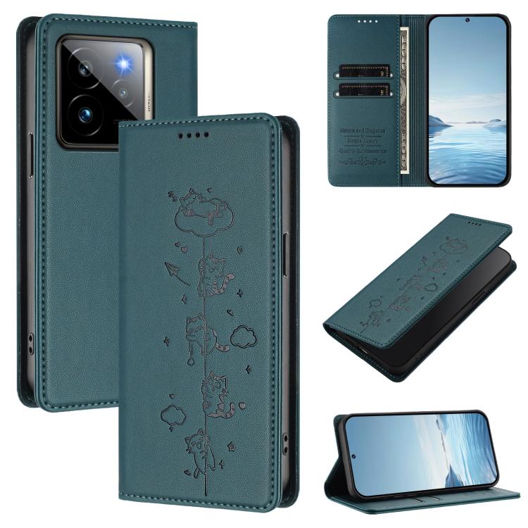Cute Cats Embossed Magnetic RFID Vegan Leather Phone Case, For Realme 14 Pro+ 5G Global, For Realme GT7 Pro Racing / GT 7 Pro, For Realme C63 5G Global, For Realme 12 5G / 12x 5G Global, For Realme 13+ 5G Global, For Realme 13 4G / 12 4G Global        ...