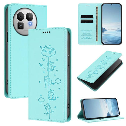 Cute Cats Embossed Magnetic RFID Vegan Leather Phone Case, For Realme 16T 5G, For Realme C100 5G / C85 4G / 5G / C83 5G, For Realme P4 Power 5G, For Realme Note 80 4G, For Realme C83 5G / C85 5G / 15x 5G India, For Realme 16 5G, For Realme 16 Pro+ 5G  ...