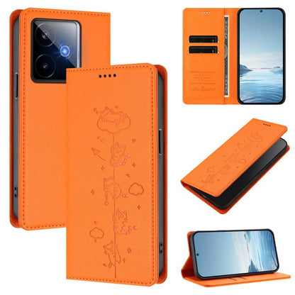 Cute Cats Embossed Magnetic RFID Vegan Leather Phone Case, For Realme C71 4G, For Realme GT 7 Global, For Realme 14x / C75 5G / V70, For Realme Narzo 80 Pro / 14 Pro 5G India, For Realme C75 4G Global / 14x 5G India, For Realme Narzo 80X               ...