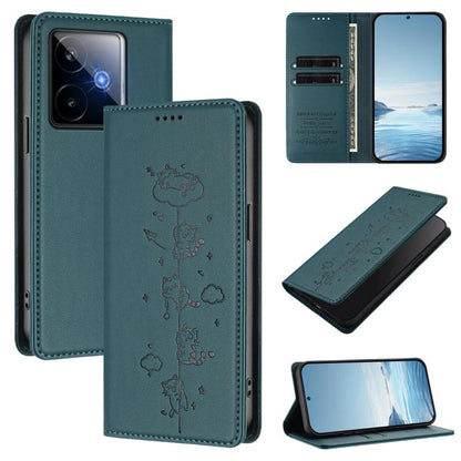 Cute Cats Embossed Magnetic RFID Vegan Leather Phone Case, For Realme C71 4G, For Realme GT 7 Global, For Realme 14x / C75 5G / V70, For Realme Narzo 80 Pro / 14 Pro 5G India, For Realme C75 4G Global / 14x 5G India, For Realme Narzo 80X               ...