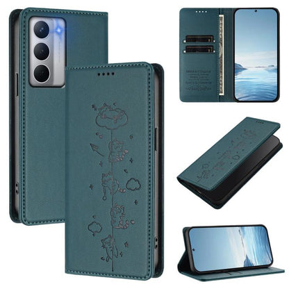 Cute Cats Embossed Magnetic RFID Vegan Leather Phone Case, For Realme C71 4G, For Realme GT 7 Global, For Realme 14x / C75 5G / V70, For Realme Narzo 80 Pro / 14 Pro 5G India, For Realme C75 4G Global / 14x 5G India, For Realme Narzo 80X               ...
