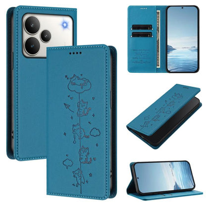 Cute Cats Embossed Magnetic RFID Vegan Leather Phone Case, For Realme P4x 5G, For Realme C71 4G India / Note 70 4G, For Realme C85 / 15x, For Realme C85 Pro, For Realme P4 Pro 5G, For Realme P4, For Realme 15T 5G Global, For Realme C63 / C61 4G Global ...
