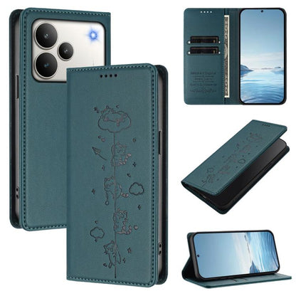 Cute Cats Embossed Magnetic RFID Vegan Leather Phone Case, For Realme P4x 5G, For Realme C71 4G India / Note 70 4G, For Realme C85 / 15x, For Realme C85 Pro, For Realme P4 Pro 5G, For Realme P4, For Realme 15T 5G Global, For Realme C63 / C61 4G Global ...