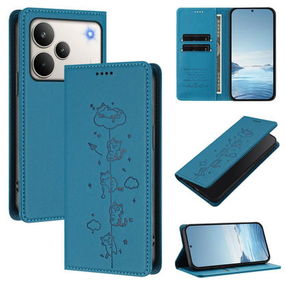 Cute Cats Embossed Magnetic RFID Vegan Leather Phone Case, For Realme P4x 5G, For Realme C71 4G India / Note 70 4G, For Realme C85 / 15x, For Realme C85 Pro, For Realme P4 Pro 5G, For Realme P4, For Realme 15T 5G Global, For Realme C63 / C61 4G Global ...