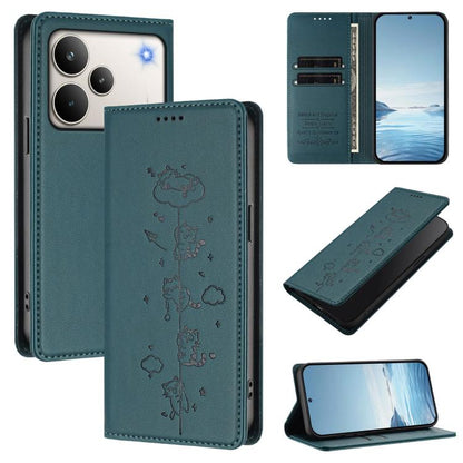 Cute Cats Embossed Magnetic RFID Vegan Leather Phone Case, For Realme P4x 5G, For Realme C71 4G India / Note 70 4G, For Realme C85 / 15x, For Realme C85 Pro, For Realme P4 Pro 5G, For Realme P4, For Realme 15T 5G Global, For Realme C63 / C61 4G Global ...
