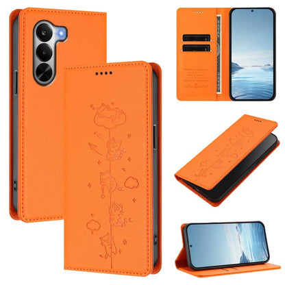 Cute Cats Embossed Magnetic RFID Vegan Leather Phone Case, For Realme P4x 5G, For Realme C71 4G India / Note 70 4G, For Realme C85 / 15x, For Realme C85 Pro, For Realme P4 Pro 5G, For Realme P4, For Realme 15T 5G Global, For Realme C63 / C61 4G Global ...