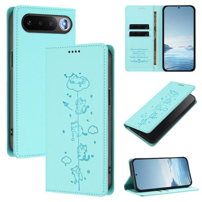 Cute Cats Embossed Magnetic RFID Vegan Leather Phone Case, For Realme 16T 5G, For Realme C100 5G / C85 4G / 5G / C83 5G, For Realme P4 Power 5G, For Realme Note 80 4G, For Realme C83 5G / C85 5G / 15x 5G India, For Realme 16 5G, For Realme 16 Pro+ 5G  ...