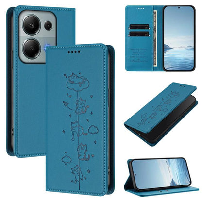 Cute Cats Embossed Magnetic RFID Vegan Leather Phone Case, For Redmi 15 5G / 4G EU 171mm, For Redmi 15C 5G / 4G Global 171mm / Poco C85 4G, For Redmi 13 4G / 5G / 13x / Poco M6 4G, For Redmi A5 4G 173.3mm, For Redmi A5 4G 171.7mm / Xiaomi Poco C71     ...