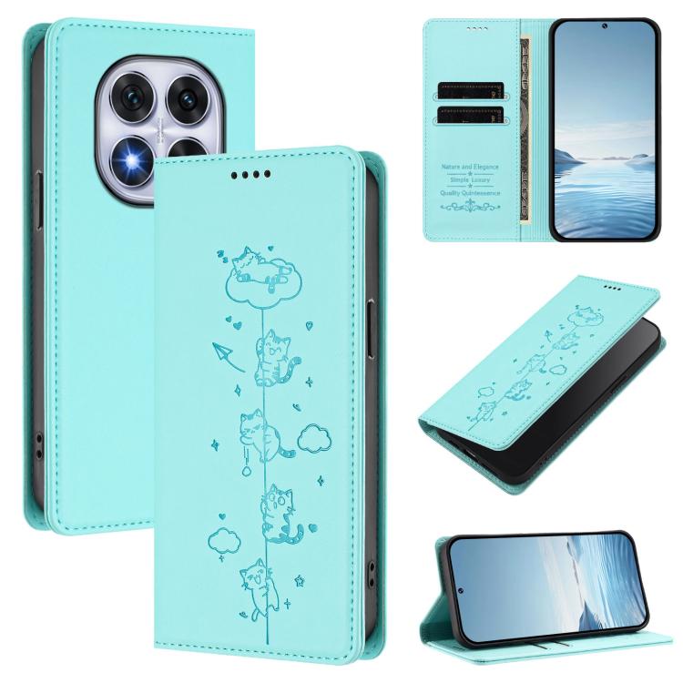 Cute Cats Embossed Magnetic RFID Vegan Leather Phone Case, For Redmi 15 5G / 4G EU 171mm, For Redmi 15C 5G / 4G Global 171mm / Poco C85 4G, For Redmi 13 4G / 5G / 13x / Poco M6 4G, For Redmi A5 4G 173.3mm, For Redmi A5 4G 171.7mm / Xiaomi Poco C71     ...