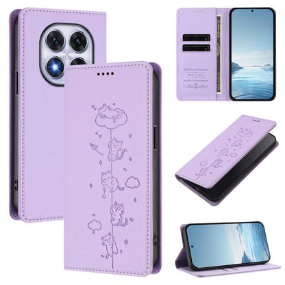 Cute Cats Embossed Magnetic RFID Vegan Leather Phone Case, For Redmi 15 5G / 4G EU 171mm, For Redmi 15C 5G / 4G Global 171mm / Poco C85 4G, For Redmi 13 4G / 5G / 13x / Poco M6 4G, For Redmi A5 4G 173.3mm, For Redmi A5 4G 171.7mm / Xiaomi Poco C71     ...