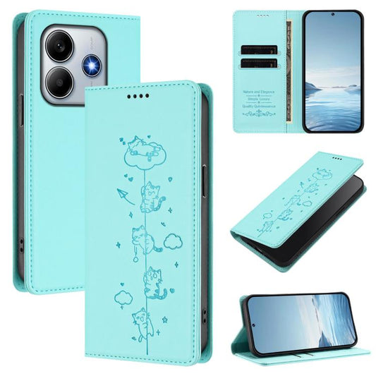 Cute Cats Embossed Magnetic RFID Vegan Leather Phone Case, For Redmi Note 14 5G / Xiaomi Poco M7 Pro 5G, For Redmi K70 Ultra, For Redmi A3 / A3x / Xiaomi Poco C61, For Redmi 13C 4G / 5G / Poco C65, For Redmi Note 13 4G                                  ...