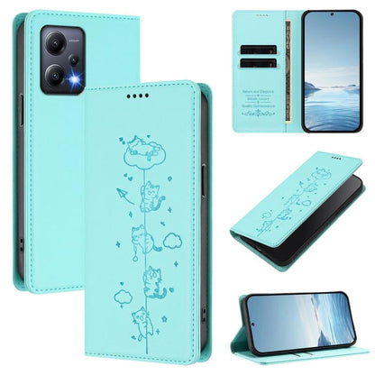 Cute Cats Embossed Magnetic RFID Vegan Leather Phone Case, For Redmi K60 / K60 Pro / Xiaomi Poco F5 Pro, For Redmi Note 12S / Note 11 4G, For Redmi A2+ / Redmi A1+ / Poco C50, For Redmi Note 12 Pro 4G / Note 11 Pro 4G / 5G, For Redmi Note 12 4G Global ...