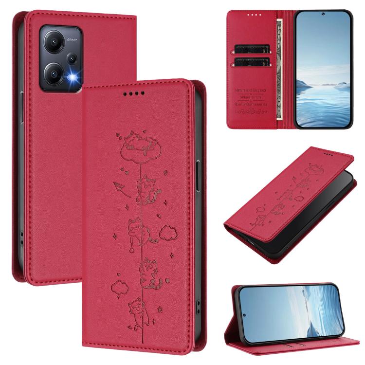 Cute Cats Embossed Magnetic RFID Vegan Leather Phone Case, For Redmi K60 / K60 Pro / Xiaomi Poco F5 Pro, For Redmi Note 12S / Note 11 4G, For Redmi A2+ / Redmi A1+ / Poco C50, For Redmi Note 12 Pro 4G / Note 11 Pro 4G / 5G, For Redmi Note 12 4G Global ...