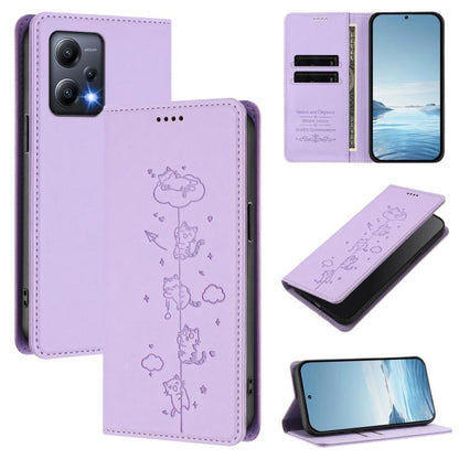 Cute Cats Embossed Magnetic RFID Vegan Leather Phone Case, For Redmi K60 / K60 Pro / Xiaomi Poco F5 Pro, For Redmi Note 12S / Note 11 4G, For Redmi A2+ / Redmi A1+ / Poco C50, For Redmi Note 12 Pro 4G / Note 11 Pro 4G / 5G, For Redmi Note 12 4G Global ...