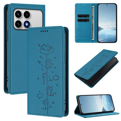 Cute Cats Embossed Magnetic RFID Vegan Leather Phone Case, For Redmi K90 Max 5G, For Redmi A7 Pro 4G / 5G 171mm / Poco C85x 5G, For Redmi 15a 5G, For Redmi Turbo 5 Max 5G / Poco X8 Pro Max 5G, For Redmi Turbo 5 5G / Poco X8 Pro 5G                      ...