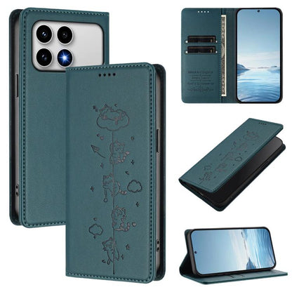 Cute Cats Embossed Magnetic RFID Vegan Leather Phone Case, For Redmi K90 Max 5G, For Redmi A7 Pro 4G / 5G 171mm / Poco C85x 5G, For Redmi 15a 5G, For Redmi Turbo 5 Max 5G / Poco X8 Pro Max 5G, For Redmi Turbo 5 5G / Poco X8 Pro 5G                      ...