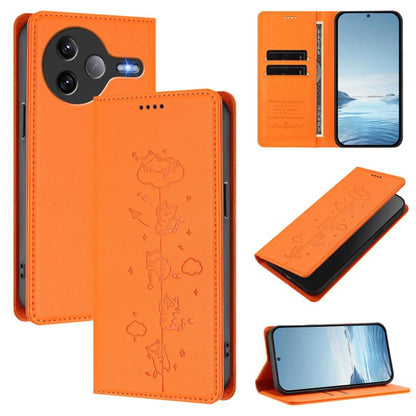 Cute Cats Embossed Magnetic RFID Vegan Leather Phone Case, For Redmi 15 5G / 4G EU 171mm, For Redmi 15C 5G / 4G Global 171mm / Poco C85 4G, For Redmi 13 4G / 5G / 13x / Poco M6 4G, For Redmi A5 4G 173.3mm, For Redmi A5 4G 171.7mm / Xiaomi Poco C71     ...