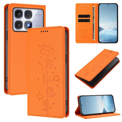 Cute Cats Embossed Magnetic RFID Vegan Leather Phone Case, For Redmi Note 14 5G / Xiaomi Poco M7 Pro 5G, For Redmi K70 Ultra, For Redmi A3 / A3x / Xiaomi Poco C61, For Redmi 13C 4G / 5G / Poco C65, For Redmi Note 13 4G                                  ...
