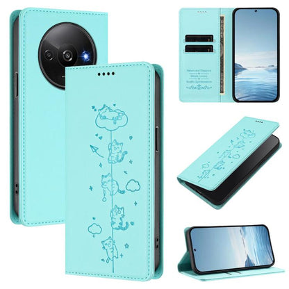 Cute Cats Embossed Magnetic RFID Vegan Leather Phone Case, For Redmi Note 14 5G / Xiaomi Poco M7 Pro 5G, For Redmi K70 Ultra, For Redmi A3 / A3x / Xiaomi Poco C61, For Redmi 13C 4G / 5G / Poco C65, For Redmi Note 13 4G                                  ...