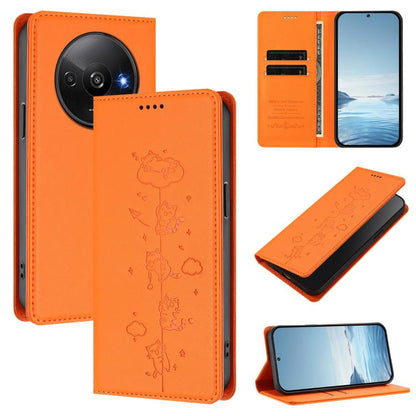 Cute Cats Embossed Magnetic RFID Vegan Leather Phone Case, For Redmi Note 14 5G / Xiaomi Poco M7 Pro 5G, For Redmi K70 Ultra, For Redmi A3 / A3x / Xiaomi Poco C61, For Redmi 13C 4G / 5G / Poco C65, For Redmi Note 13 4G                                  ...