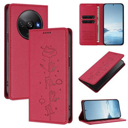 Cute Cats Embossed Magnetic RFID Vegan Leather Phone Case, For Redmi Note 14 5G / Xiaomi Poco M7 Pro 5G, For Redmi K70 Ultra, For Redmi A3 / A3x / Xiaomi Poco C61, For Redmi 13C 4G / 5G / Poco C65, For Redmi Note 13 4G                                  ...