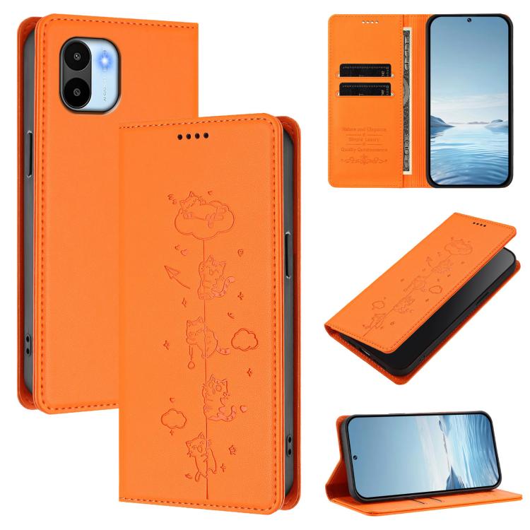 Cute Cats Embossed Magnetic RFID Vegan Leather Phone Case, For Redmi K60 / K60 Pro / Xiaomi Poco F5 Pro, For Redmi Note 12S / Note 11 4G, For Redmi A2+ / Redmi A1+ / Poco C50, For Redmi Note 12 Pro 4G / Note 11 Pro 4G / 5G, For Redmi Note 12 4G Global ...