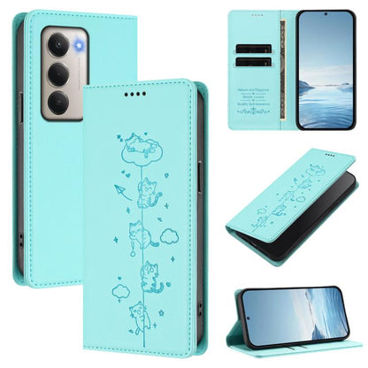 Cute Cats Embossed Magnetic RFID Vegan Leather Phone Case, For Redmi 15 5G / 4G EU 171mm, For Redmi 15C 5G / 4G Global 171mm / Poco C85 4G, For Redmi 13 4G / 5G / 13x / Poco M6 4G, For Redmi A5 4G 173.3mm, For Redmi A5 4G 171.7mm / Xiaomi Poco C71     ...