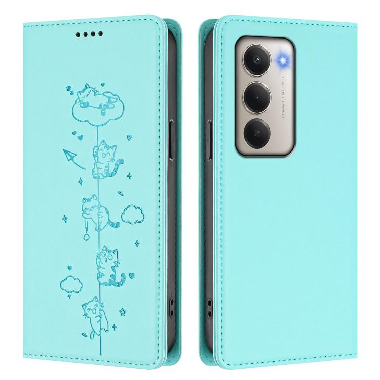 Cute Cats Embossed Magnetic RFID Vegan Leather Phone Case, For Redmi 15 5G / 4G EU 171mm, For Redmi 15C 5G / 4G Global 171mm / Poco C85 4G, For Redmi 13 4G / 5G / 13x / Poco M6 4G, For Redmi A5 4G 173.3mm, For Redmi A5 4G 171.7mm / Xiaomi Poco C71     ...