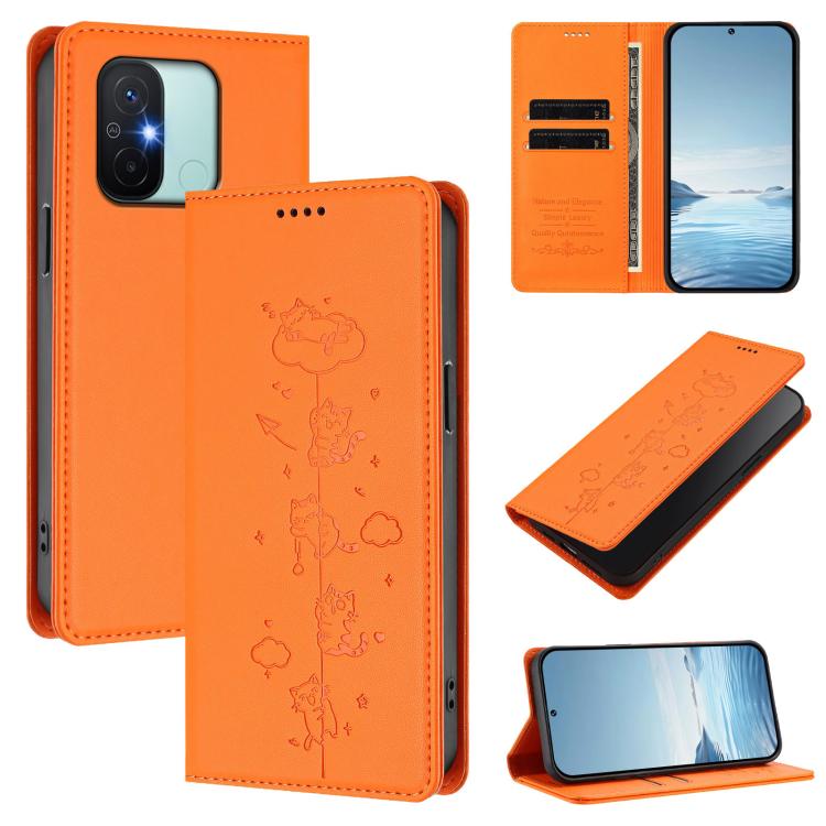 Cute Cats Embossed Magnetic RFID Vegan Leather Phone Case, For Redmi K60 / K60 Pro / Xiaomi Poco F5 Pro, For Redmi Note 12S / Note 11 4G, For Redmi A2+ / Redmi A1+ / Poco C50, For Redmi Note 12 Pro 4G / Note 11 Pro 4G / 5G, For Redmi Note 12 4G Global ...