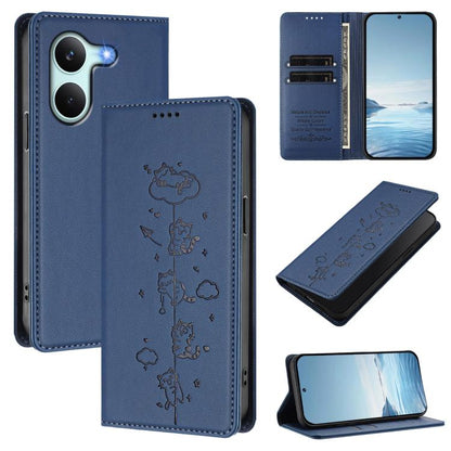 Cute Cats Embossed Magnetic RFID Vegan Leather Phone Case, For Redmi K90 Max 5G, For Redmi A7 Pro 4G / 5G 171mm / Poco C85x 5G, For Redmi 15a 5G, For Redmi Turbo 5 Max 5G / Poco X8 Pro Max 5G, For Redmi Turbo 5 5G / Poco X8 Pro 5G                      ...