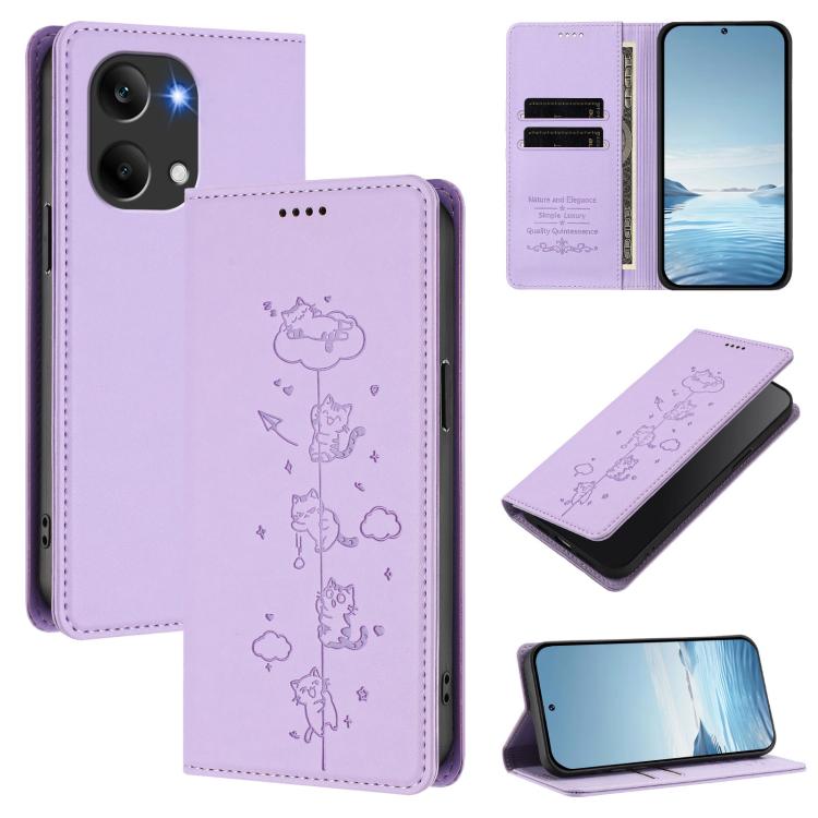 Cute Cats Embossed Magnetic RFID Vegan Leather Phone Case, For Redmi K90 Max 5G, For Redmi A7 Pro 4G / 5G 171mm / Poco C85x 5G, For Redmi 15a 5G, For Redmi Turbo 5 Max 5G / Poco X8 Pro Max 5G, For Redmi Turbo 5 5G / Poco X8 Pro 5G                      ...