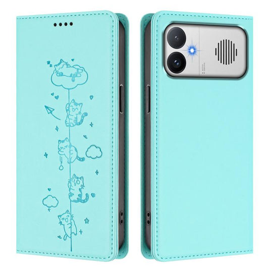 Cute Cats Embossed Magnetic RFID Vegan Leather Phone Case, For Redmi K90 Max 5G, For Redmi A7 Pro 4G / 5G 171mm / Poco C85x 5G, For Redmi 15a 5G, For Redmi Turbo 5 Max 5G / Poco X8 Pro Max 5G, For Redmi Turbo 5 5G / Poco X8 Pro 5G                      ...